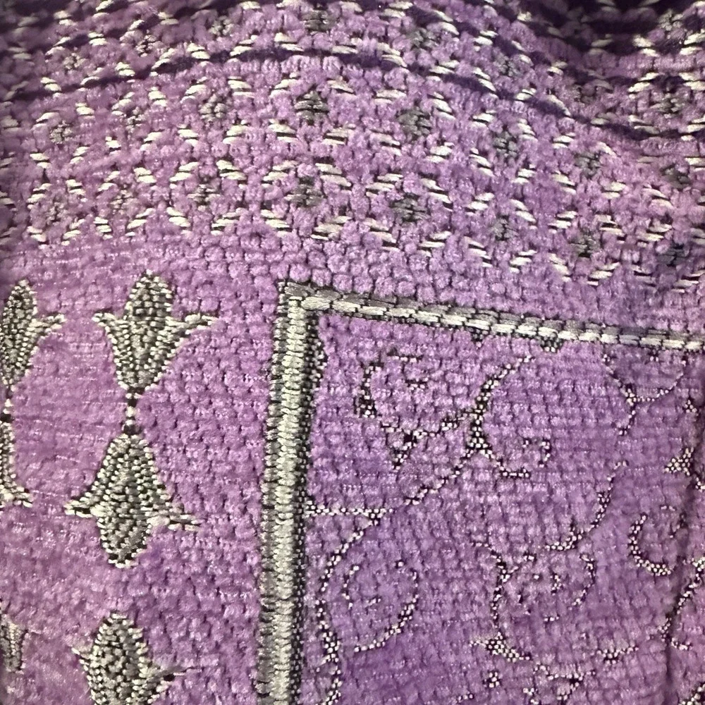 Womens Purple Geometric Textured‎ Patchwork Blazer Jacket S Tapestry